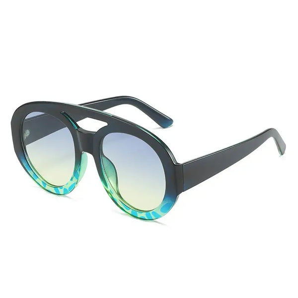 Men & Women Double Bridges Round Sunglasses Nexellus