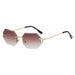 Men & Women Sunglasses Rimless Octagon UV400 Frameless Gold Metal Rectangle Polygon Glasses Nexellus