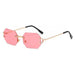 Men & Women Sunglasses Rimless Octagon UV400 Frameless Gold Metal Rectangle Polygon Glasses Nexellus