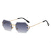 Men & Women Sunglasses Rimless Octagon UV400 Frameless Gold Metal Rectangle Polygon Glasses Nexellus