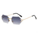 Men & Women Sunglasses Rimless Octagon UV400 Frameless Gold Metal Rectangle Polygon Glasses Nexellus