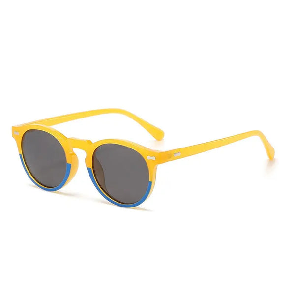 Men & Women Vintage Small Round Frame SunGlasses Yellow Lens Nexellus