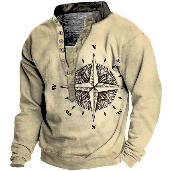 Men's arrow compass print long sleeve t-shirt Nexellus