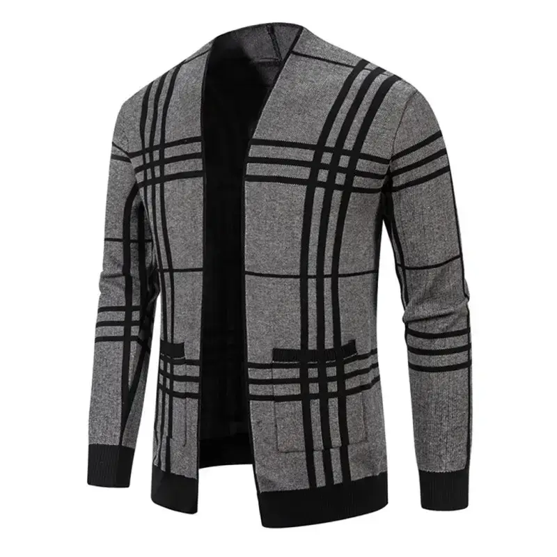 Men’s cardigan sweater cashmere wool blend v neck buttons knit Nexellus