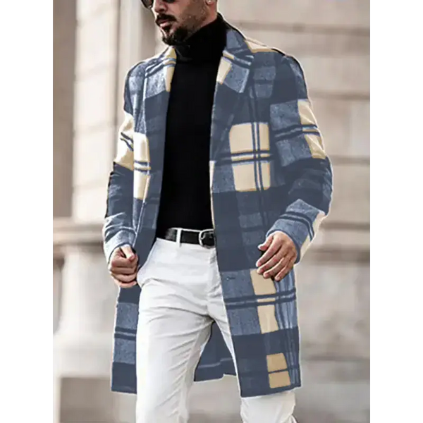 Men's casual fashion plaid coat mid length coat coat Nexellus