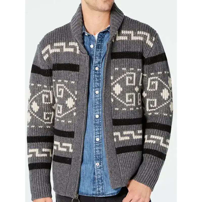 Men's casual lapel jacquard knitted jacket Nexellus