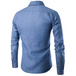 Men's casual shirt pocket patch leather long sleeve shirt denim shirt Nexellus