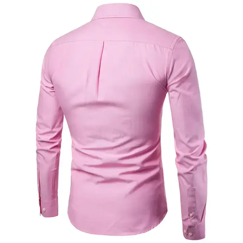 Men's casual slim cotton oxford solid color large size bottom shirt Nexellus