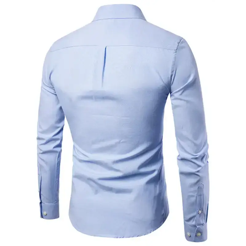 Men's casual slim cotton oxford solid color large size bottom shirt Nexellus