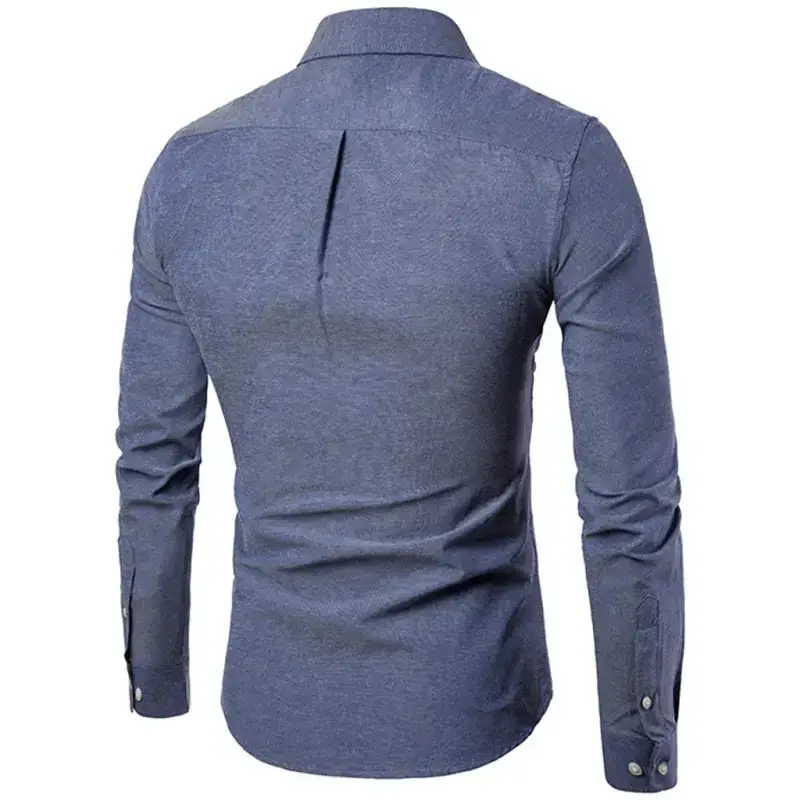 Men's casual slim cotton oxford solid color large size bottom shirt Nexellus
