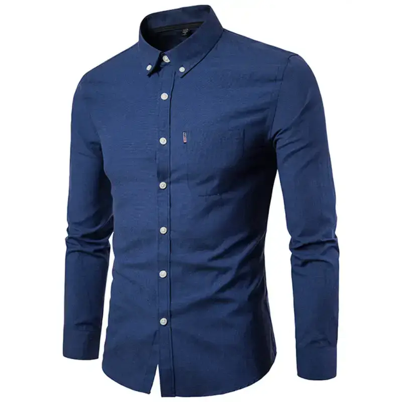 Men's casual slim cotton oxford solid color large size bottom shirt Nexellus