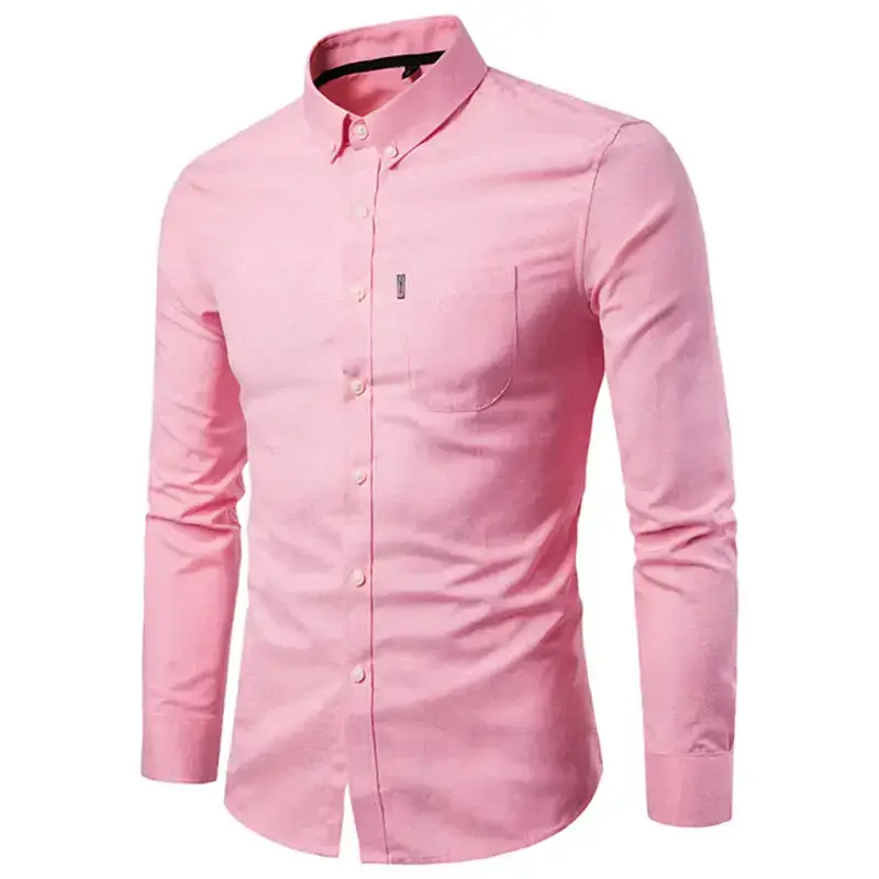 Men's casual slim cotton oxford solid color large size bottom shirt Nexellus