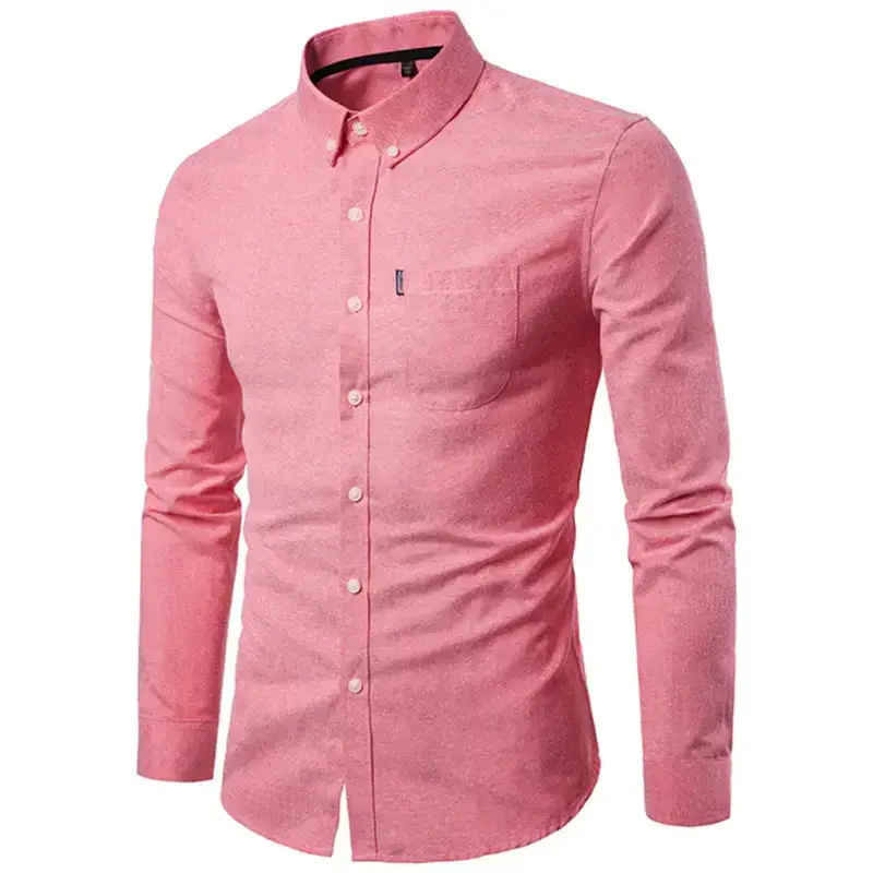 Men's casual slim cotton oxford solid color large size bottom shirt Nexellus
