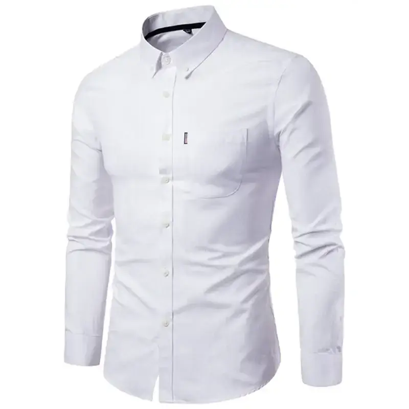 Men's casual slim cotton oxford solid color large size bottom shirt Nexellus