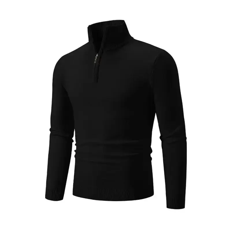 Men's casual solid color sweater half zipper pullover stand collar Nexellus