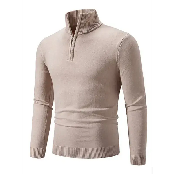 Men's casual solid color sweater half zipper pullover stand collar Nexellus