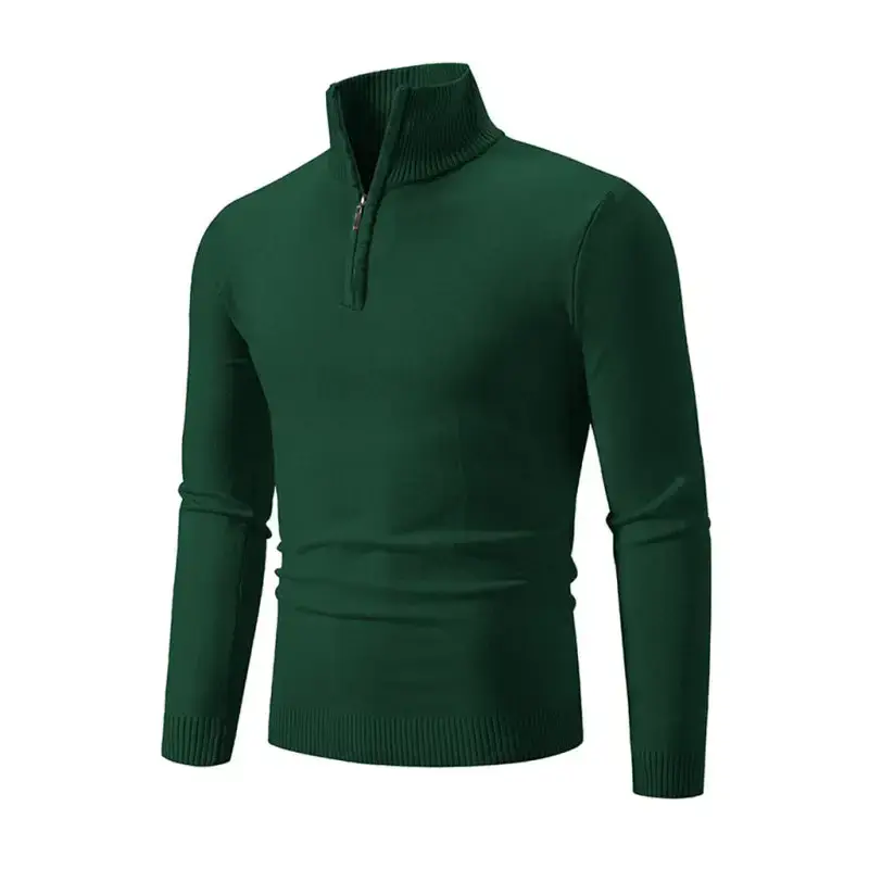 Men's casual solid color sweater half zipper pullover stand collar Nexellus