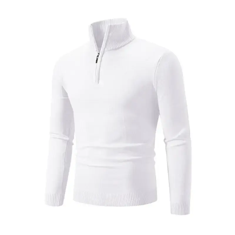 Men's casual solid color sweater half zipper pullover stand collar Nexellus