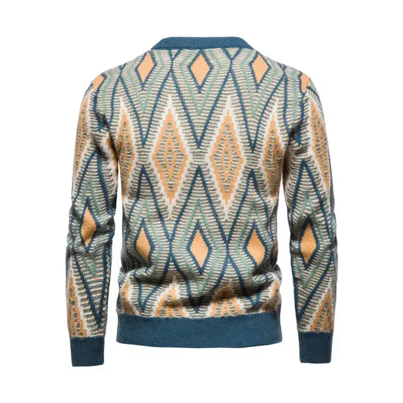 Men's christmas crew neck diamond jacquard sweater Nexellus