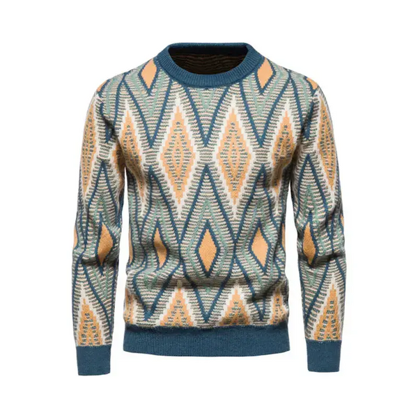 Men's christmas crew neck diamond jacquard sweater Nexellus