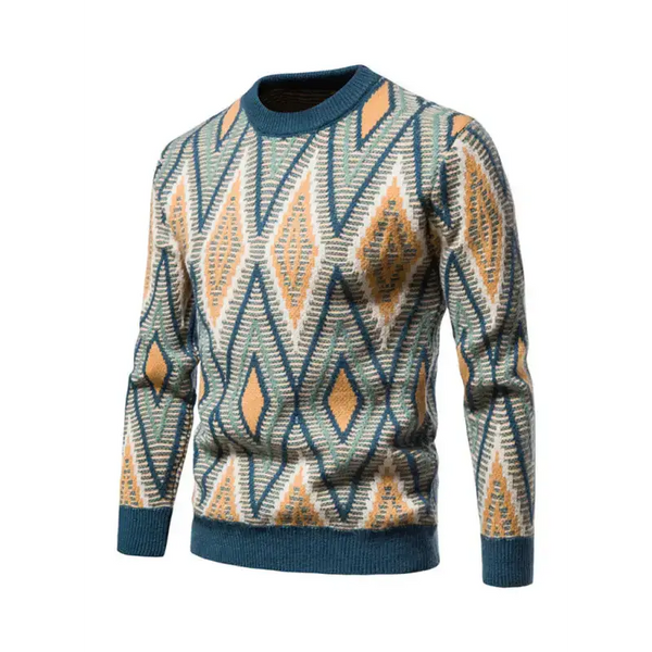 Men's christmas crew neck diamond jacquard sweater Nexellus