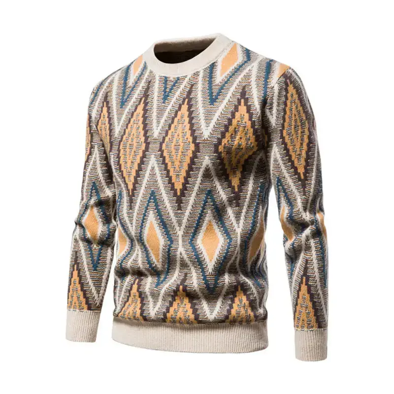 Men's christmas crew neck diamond jacquard sweater Nexellus