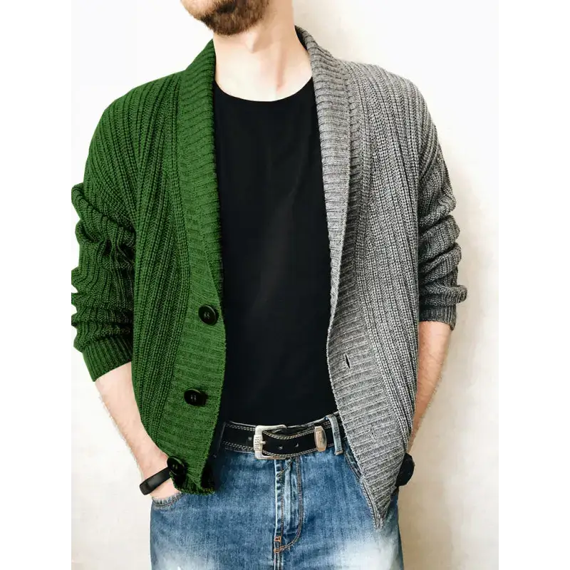 Men's colour block single breasted casual knit cardigan Nexellus