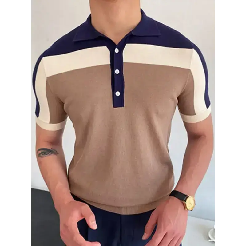 Men's colour contrast panel short sleeve polo shirt Nexellus