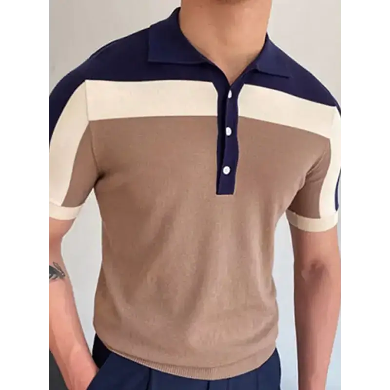 Men's colour contrast panel short sleeve polo shirt Nexellus