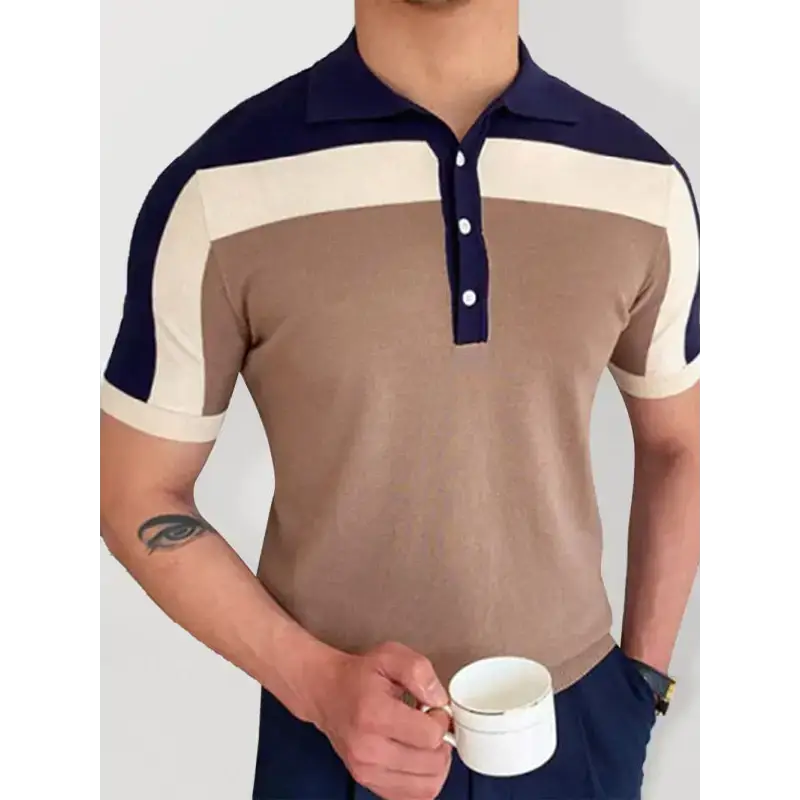 Men's colour contrast panel short sleeve polo shirt Nexellus