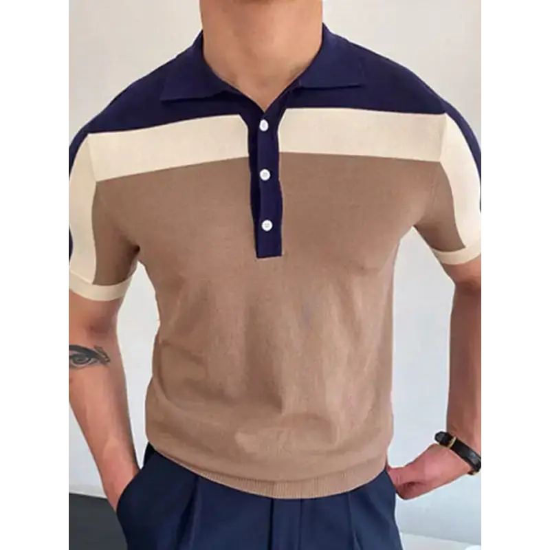 Men's colour contrast panel short sleeve polo shirt Nexellus