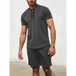 Men's contrasting colour waffle v-neck zipper t-shirt + short casual Nexellus