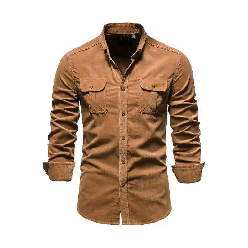 Men's corduroy slim-fit casual long-sleeve shirt Nexellus