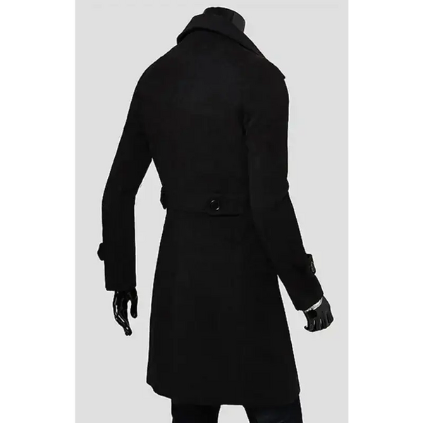 Men's double breasted lengthened simple wool coat Nexellus