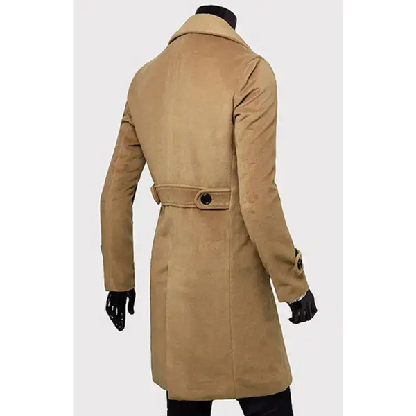 Men's double breasted lengthened simple wool coat Nexellus