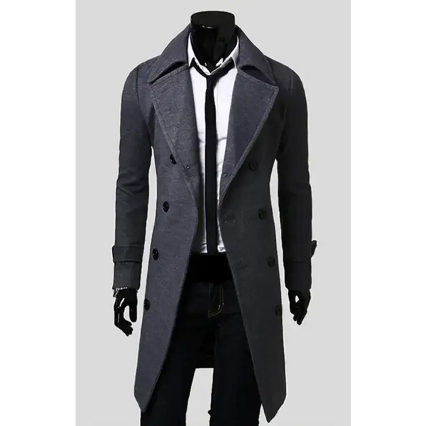 Men's double breasted lengthened simple wool coat Nexellus