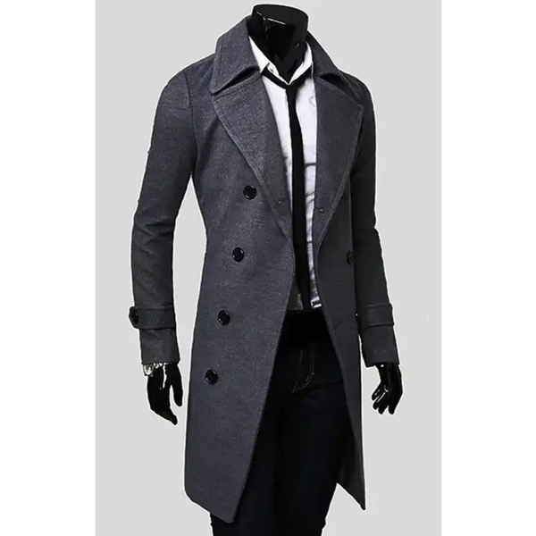 Men's double breasted lengthened simple wool coat Nexellus