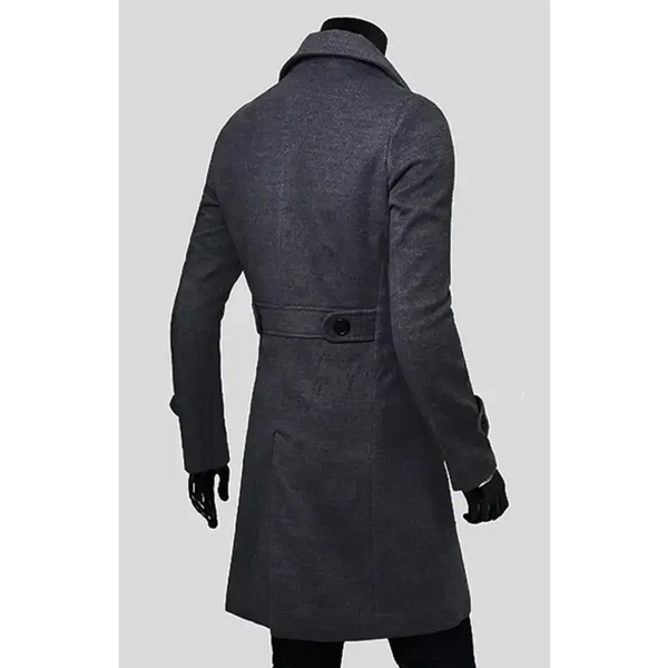 Men's double breasted lengthened simple wool coat Nexellus