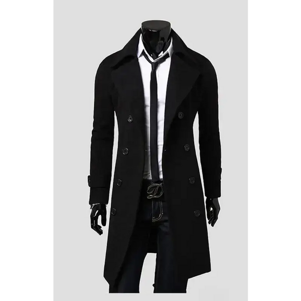 Men's double breasted lengthened simple wool coat Nexellus