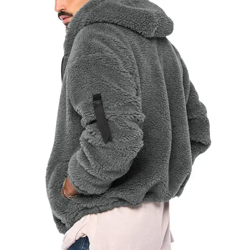 Men's double-sided arctic velvet hooded solid colour warm zipper Nexellus