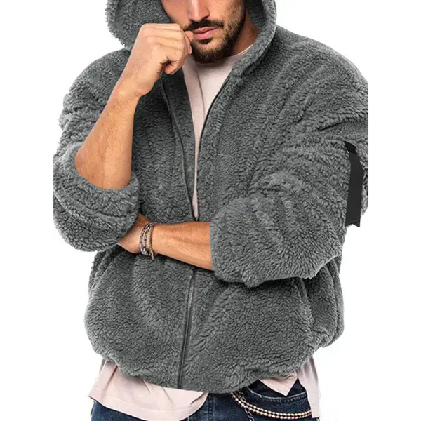 Men's double-sided arctic velvet hooded solid colour warm zipper Nexellus