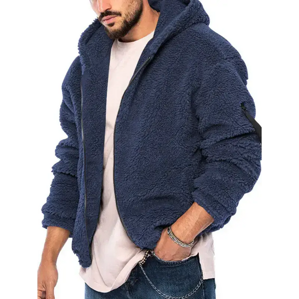 Men's double-sided arctic velvet hooded solid colour warm zipper Nexellus