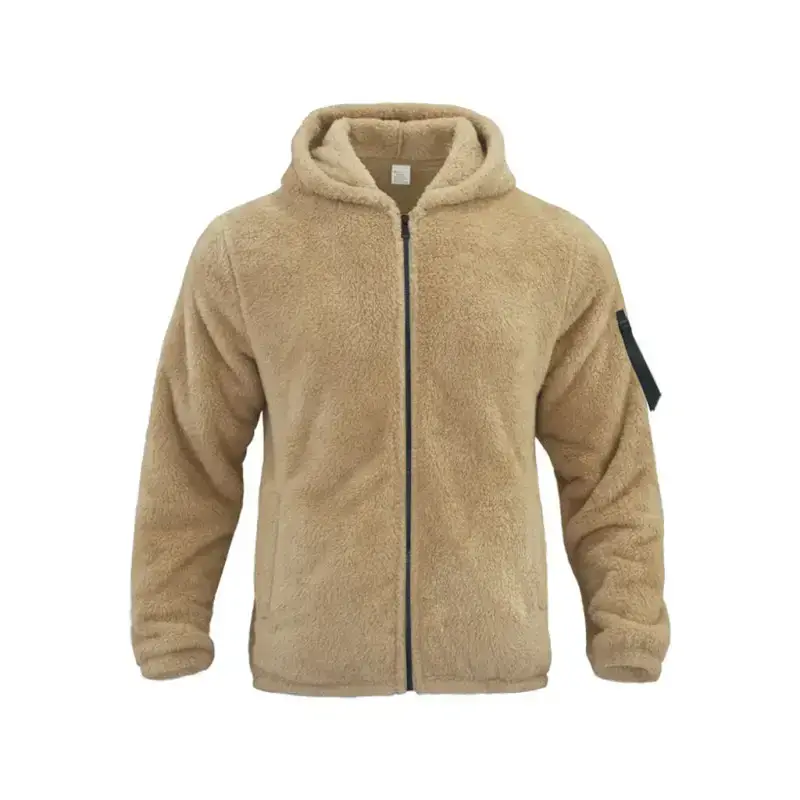 Men's double-sided arctic velvet hooded solid colour warm zipper Nexellus