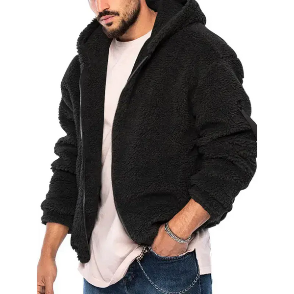 Men's double-sided arctic velvet hooded solid colour warm zipper Nexellus