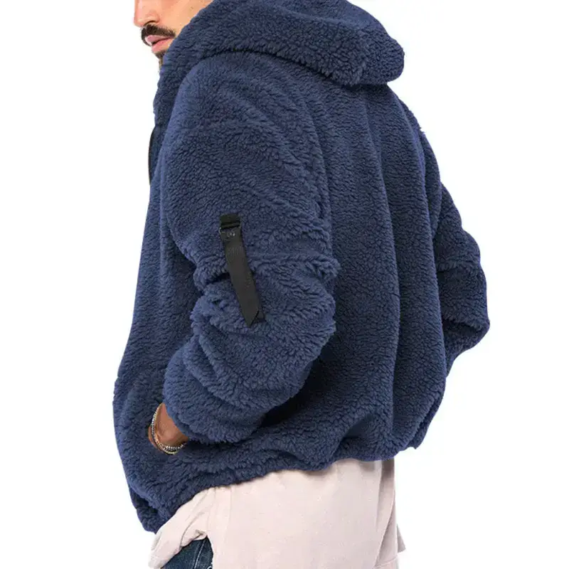 Men's double-sided arctic velvet hooded solid colour warm zipper Nexellus