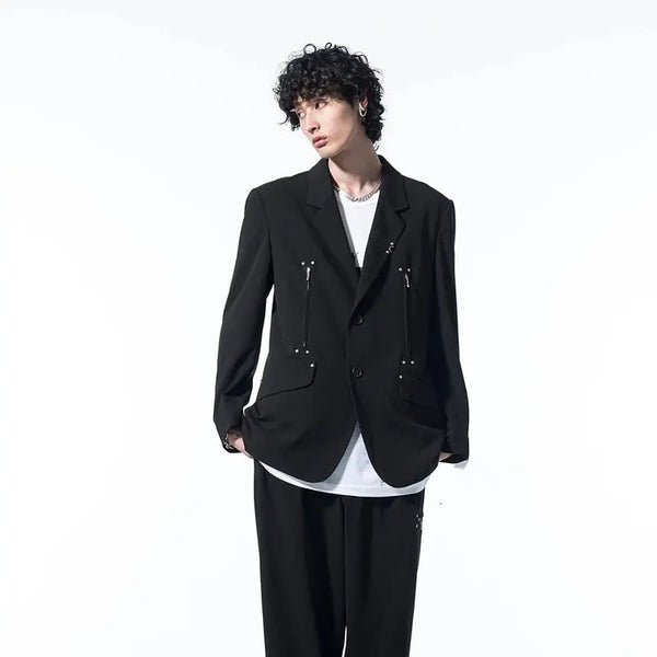 Men's Double Zip Punk Stud Blazer Nexellus