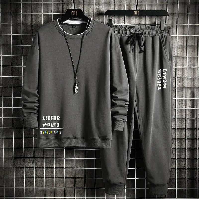 Men's Fashion Alphabet Round Neck Sweater Casual Suit Nexellus