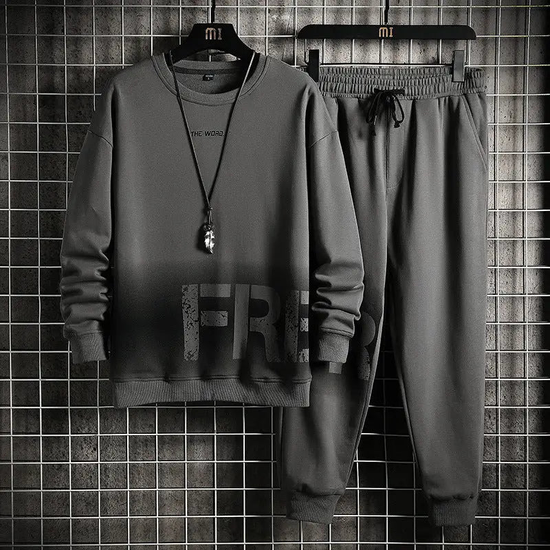 Men's Fashion Alphabet Round Neck Sweater Casual Suit Nexellus