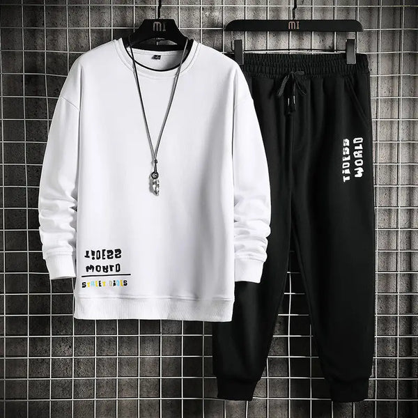 Men's Fashion Alphabet Round Neck Sweater Casual Suit Nexellus