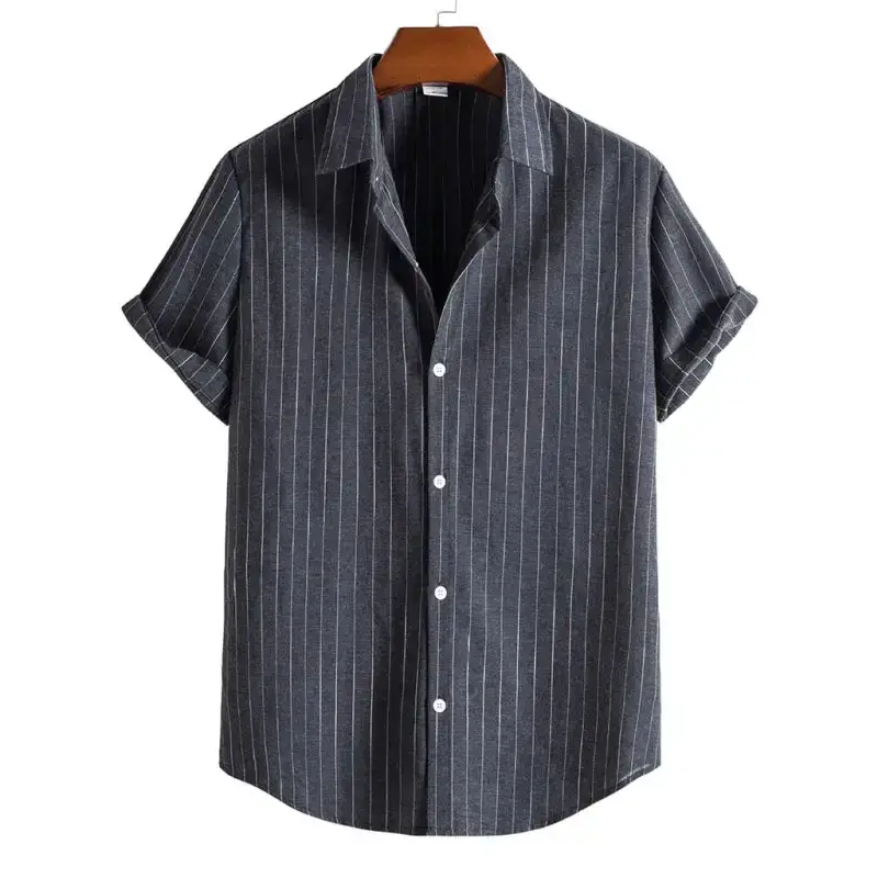 Men's fashion trend casual striped short sleeve shirt Nexellus